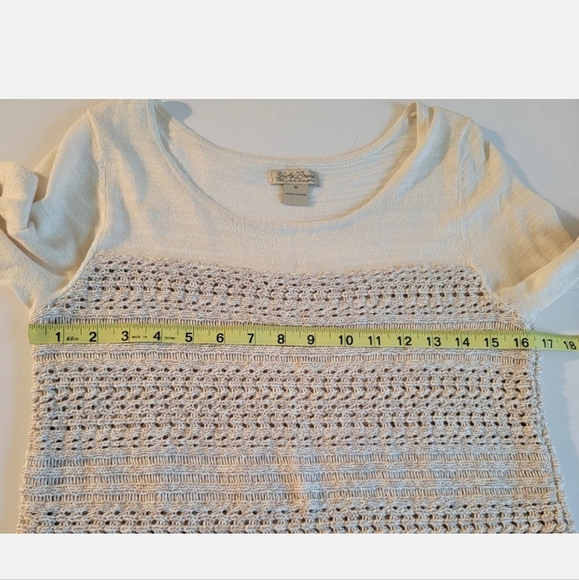 Lucky Brand Live In Love Sweater Womens Medium M Open Knit Crocheted wool blend - Picture 8 of 9